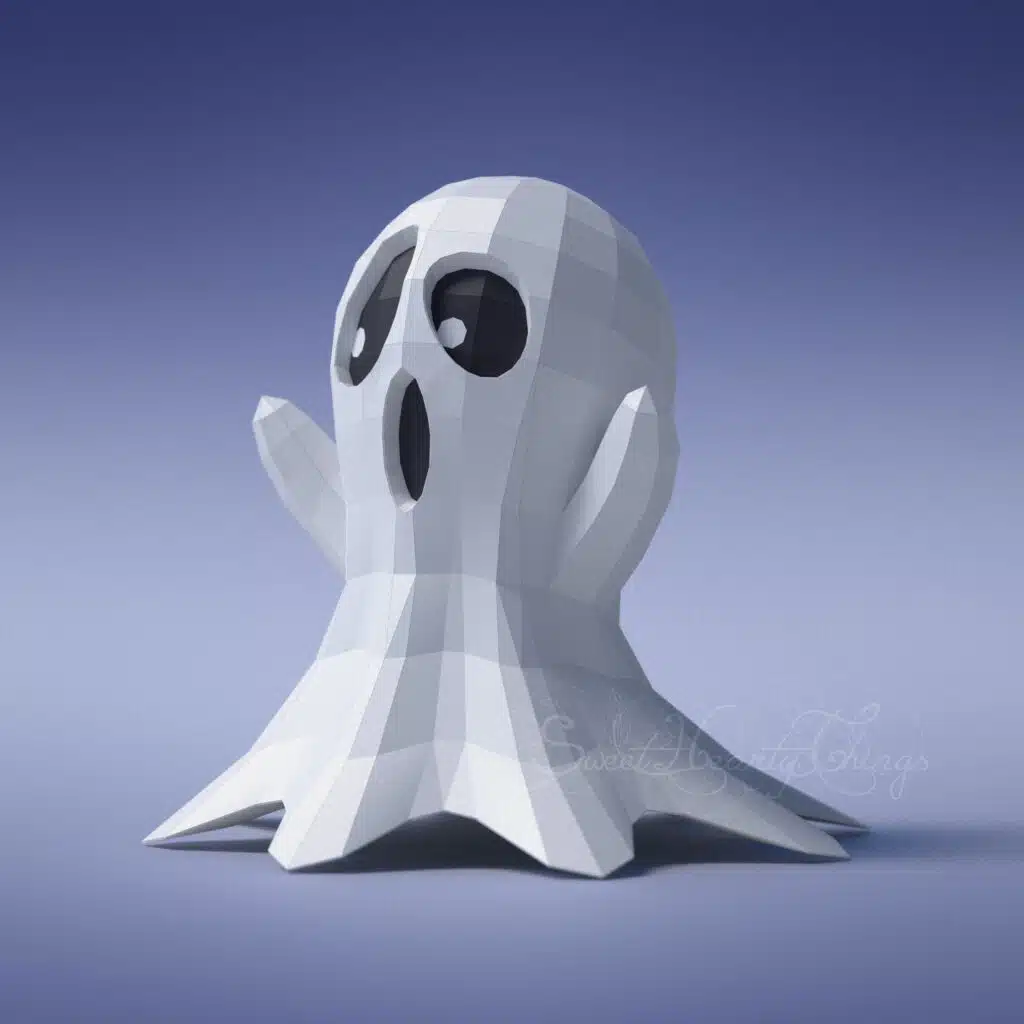 Origami papercraft little ghost, detail