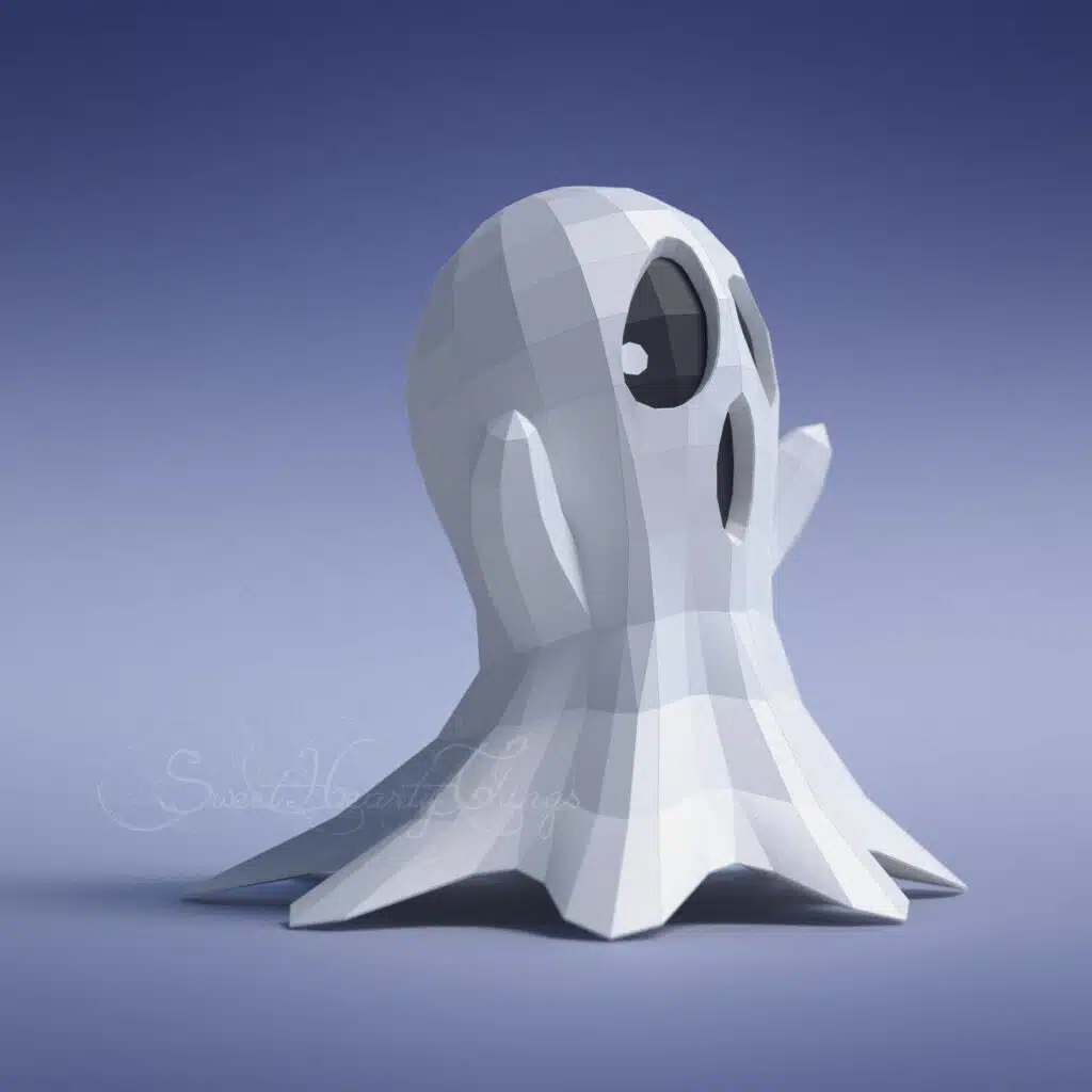 Origami papercraft little ghost, 3D model