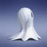 Origami papercraft little ghost, back view