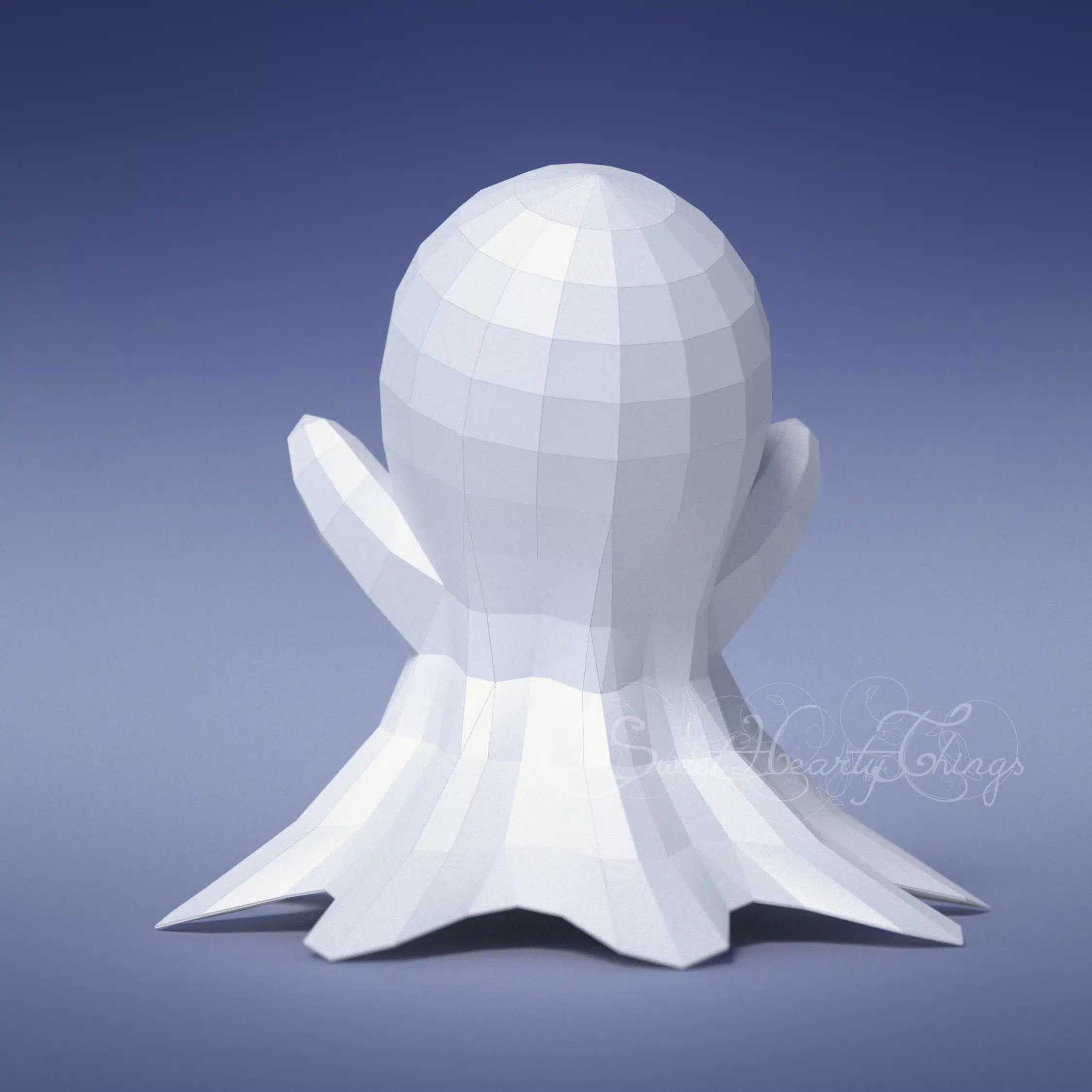 Origami papercraft little ghost, side view