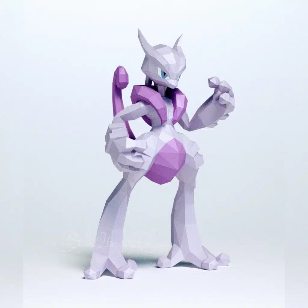 papercraft de méga Mewtwo X en origami 3D