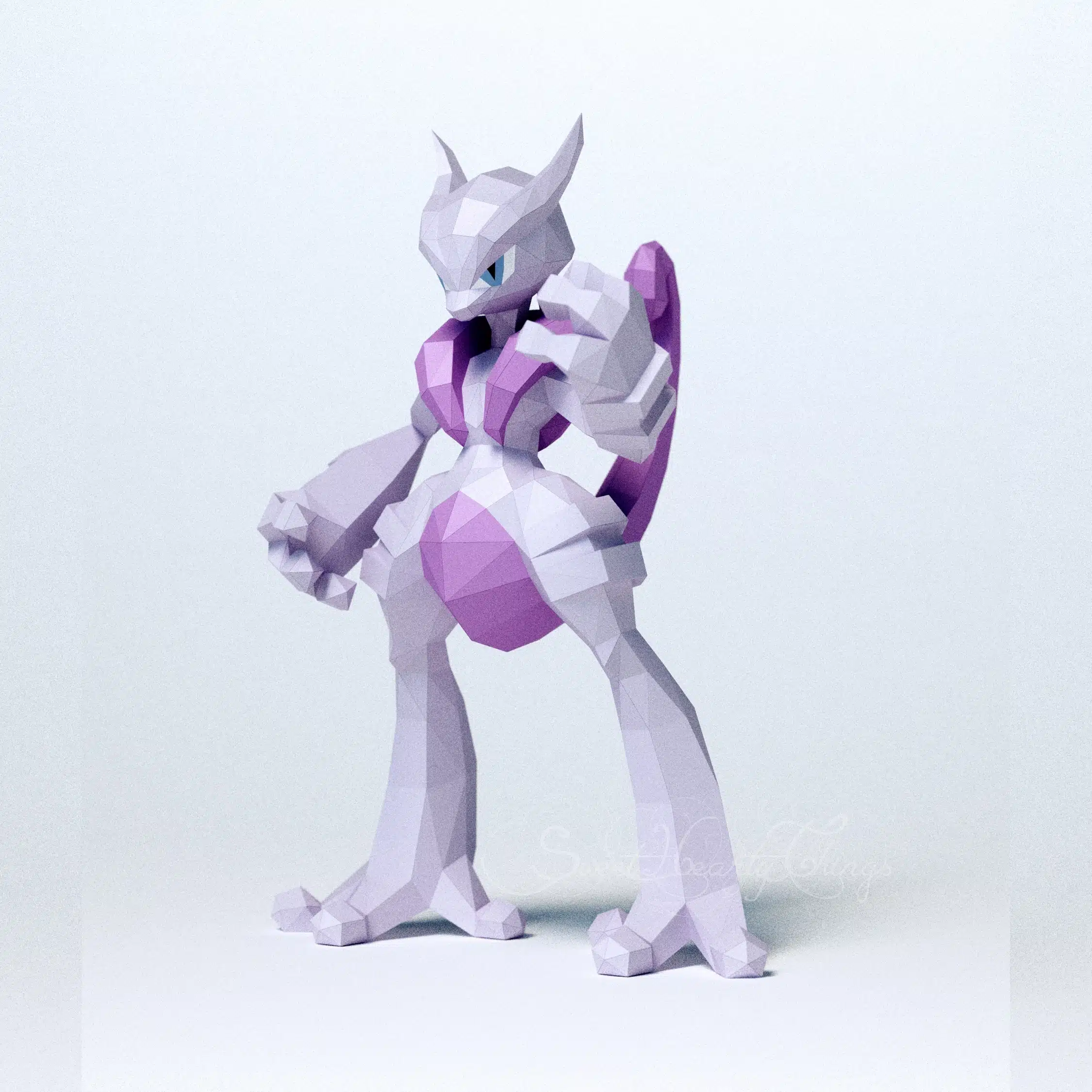 3D origami papercraft of Mega Mewtwo X, back view
