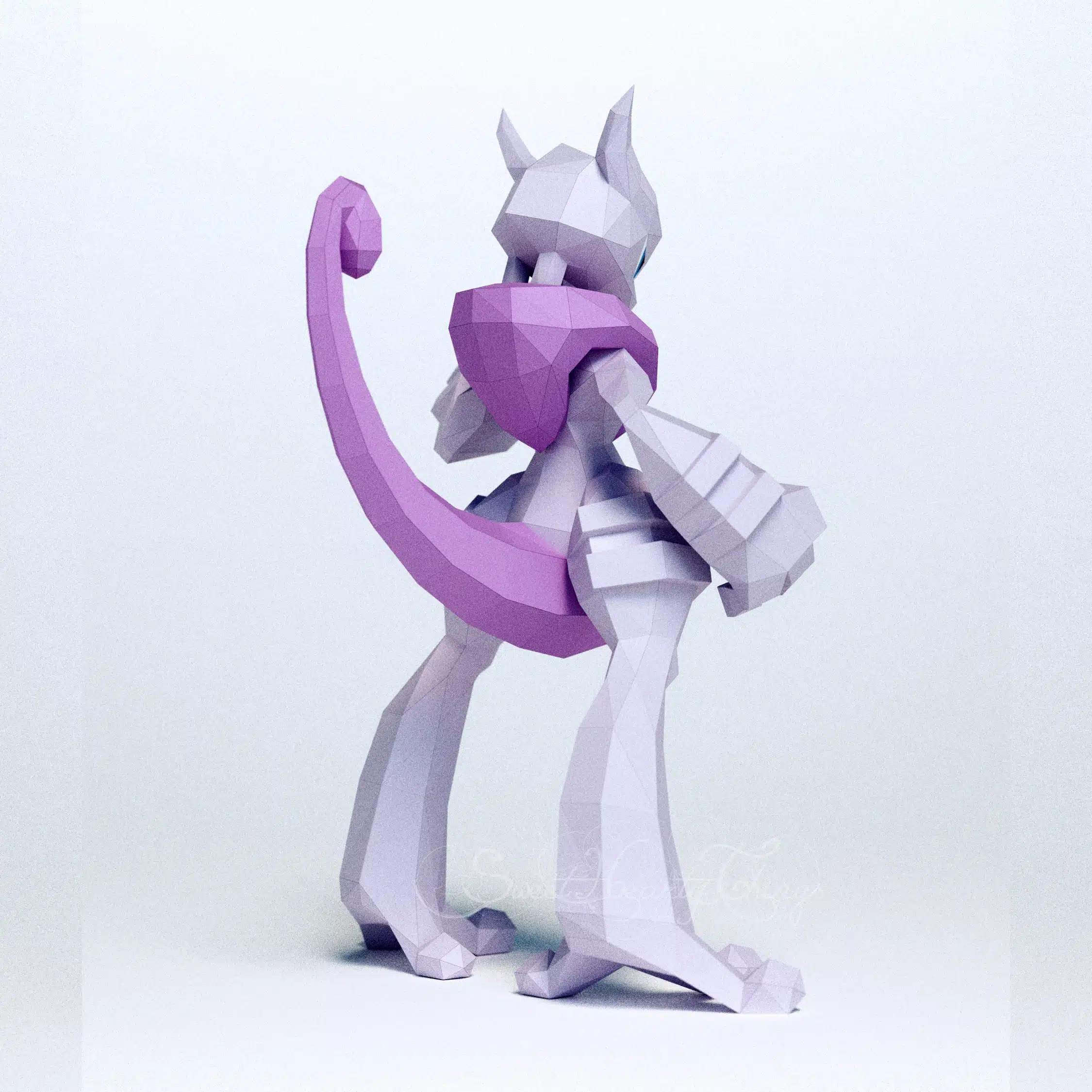 3D origami papercraft of Mega Mewtwo X, side view