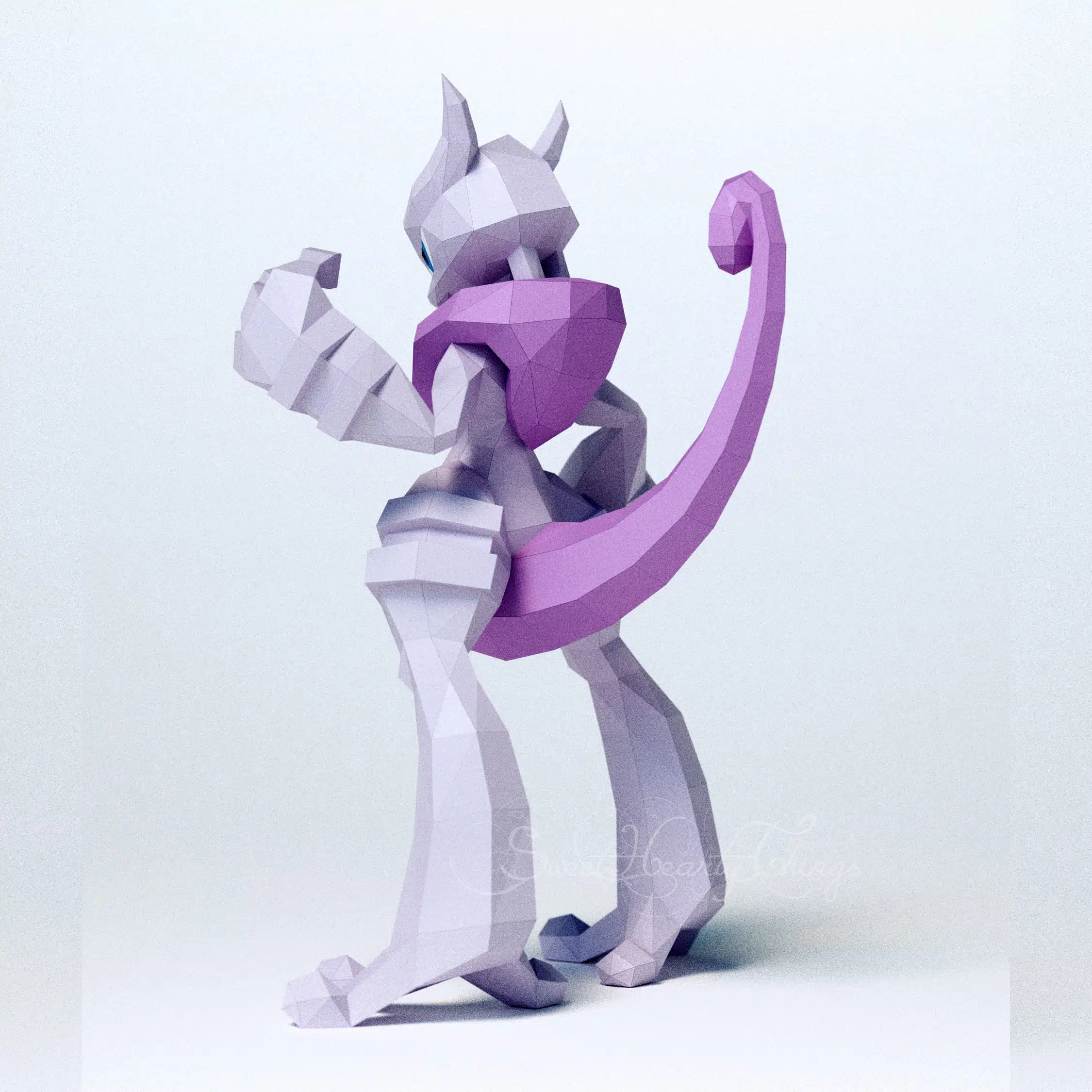 3D origami papercraft of Mega Mewtwo X, assembled