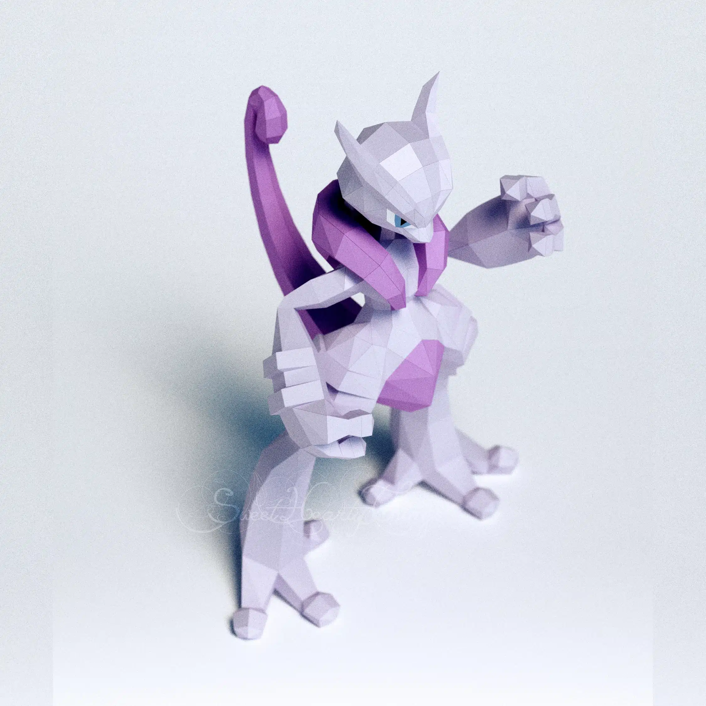 3D origami papercraft of Mega Mewtwo X, view 2
