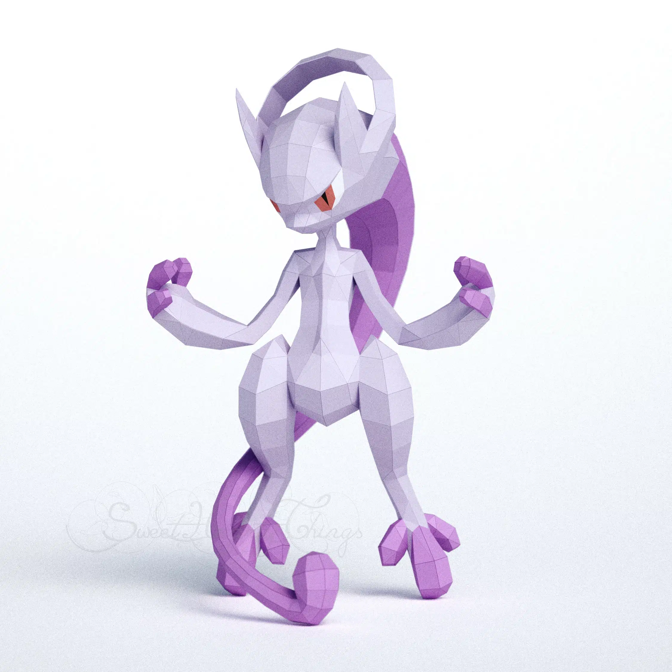 Mega Mewtwo Y 3D Origami Papercraft, back view