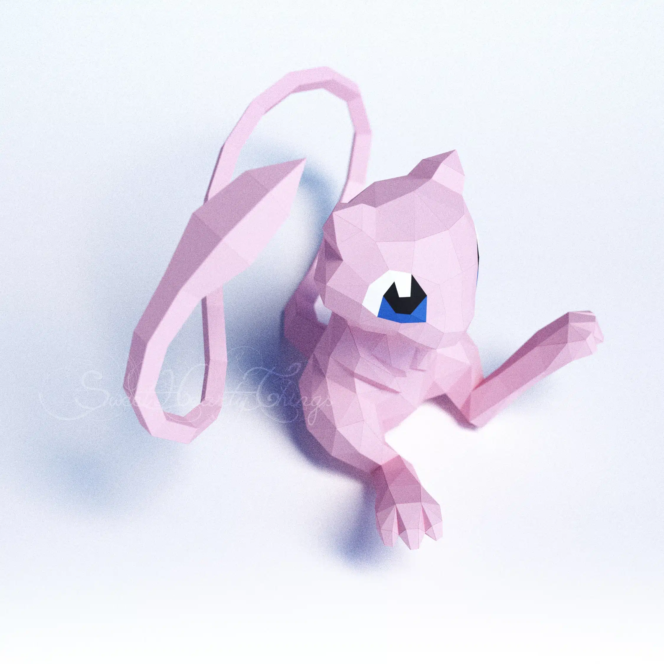 3D Origami Papercraft of Mew, assembled