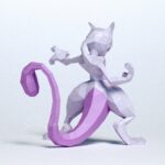 Papercraft of Mewtwo in 3D origami