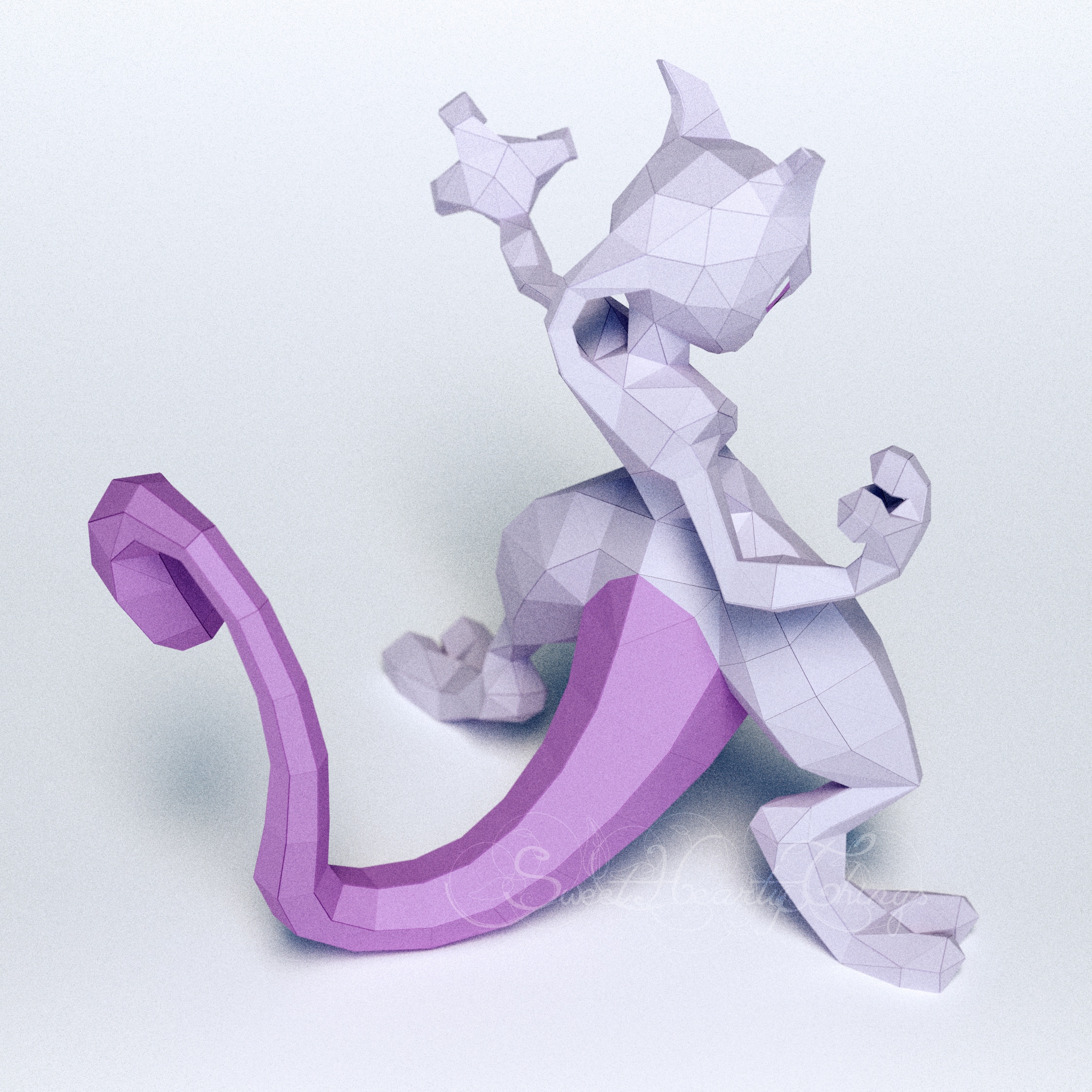 Papercraft of Mewtwo in 3D origami