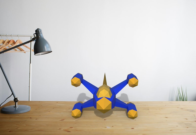 Papercraft of spaceship in 3D origami