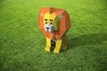 Papercraft lion cub in origami 3D