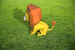 Papercraft lion cub in origami 3D