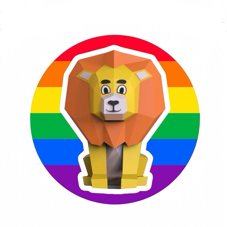 Papercraft lion cub in origami 3D