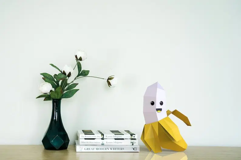 Bananenmodell für Kinder, Papercraft 3D, Seitenansicht