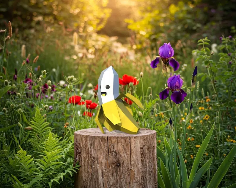 Bananenmodell für Kinder, Papercraft 3D, Ansicht 2, Ansicht 2