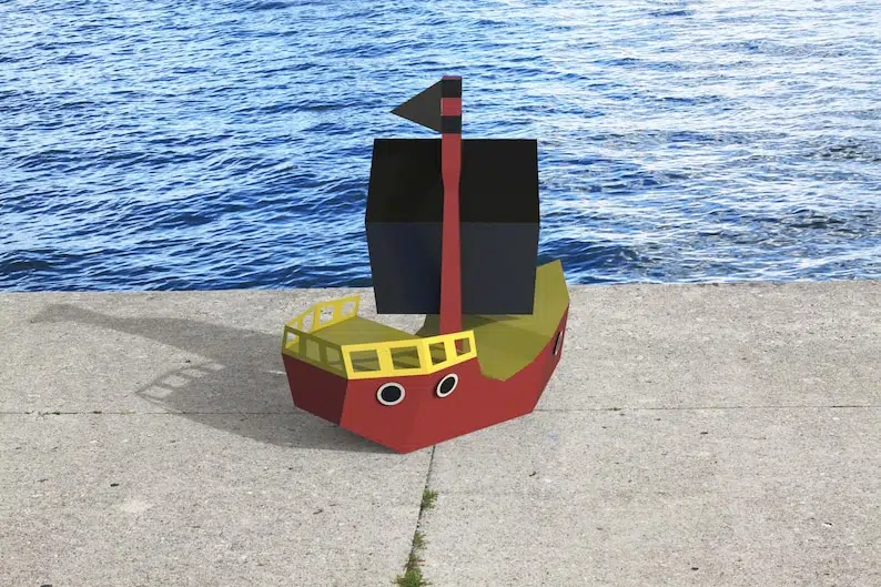 Papercraft pirate ship model for kids