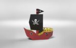Papercraft modelo de navio pirata para crianças
