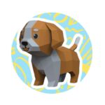 Papercraft cute puppy in origami 3D