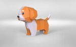 Papercraft cute puppy in origami 3D