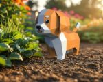 Papercraft cute puppy in origami 3D