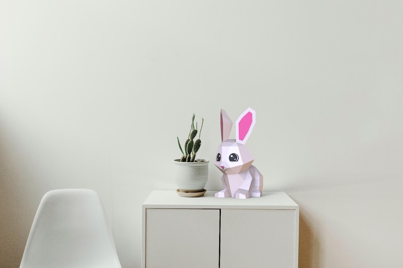 Papercraft cute rabbit for kids in origami 3D