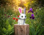 Papercraft coelho fofo para crianças em origami 3D