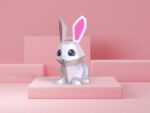 Papercraft coelho fofo para crianças em origami 3D