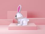 Papercraft coelho fofo para crianças em origami 3D