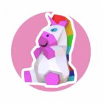 Papercraft unicorn for kids in 3D origami