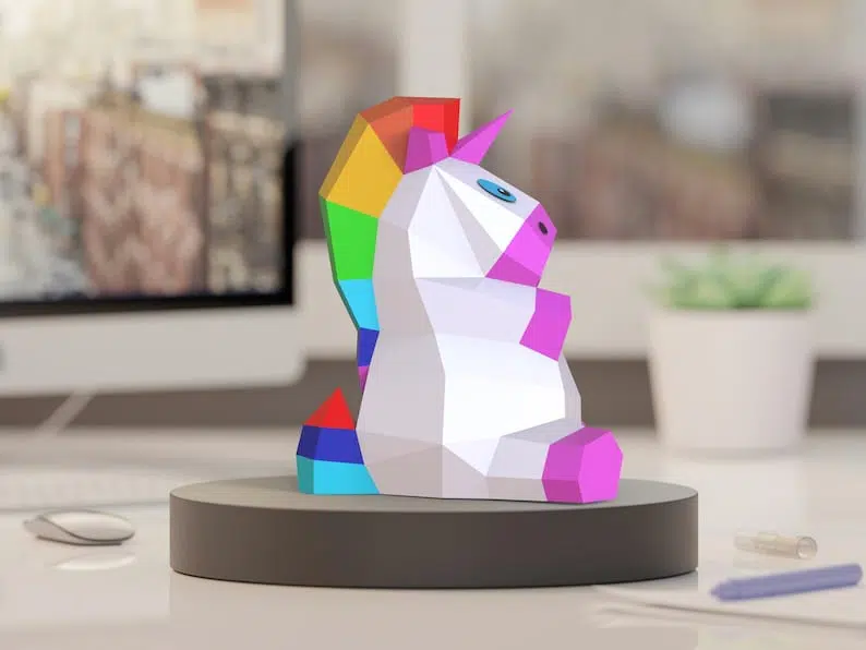 Modelo infantil de unicórnio — papercraft 3D – vista 2