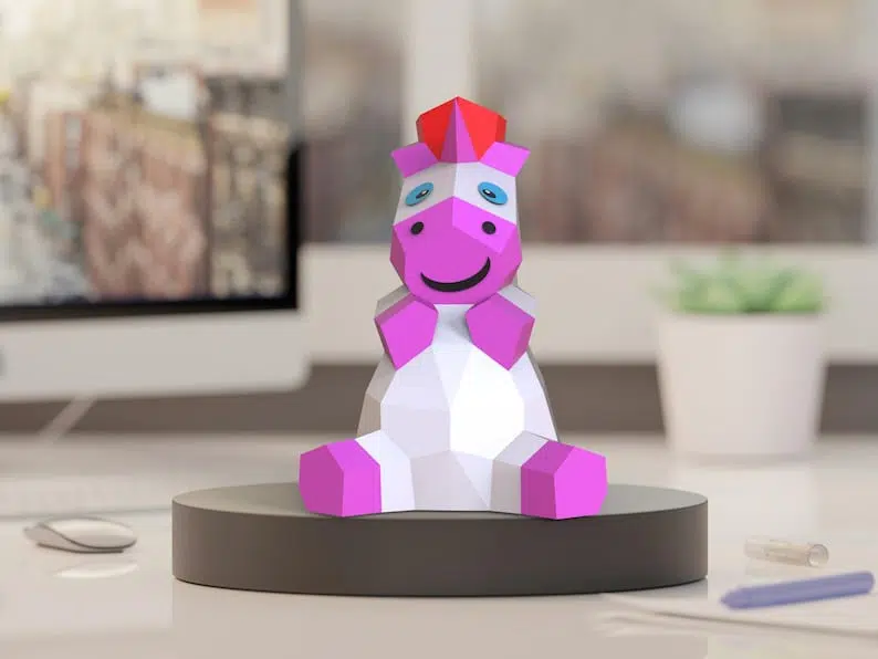 Modelo infantil de unicórnio — papercraft 3D – detalhe