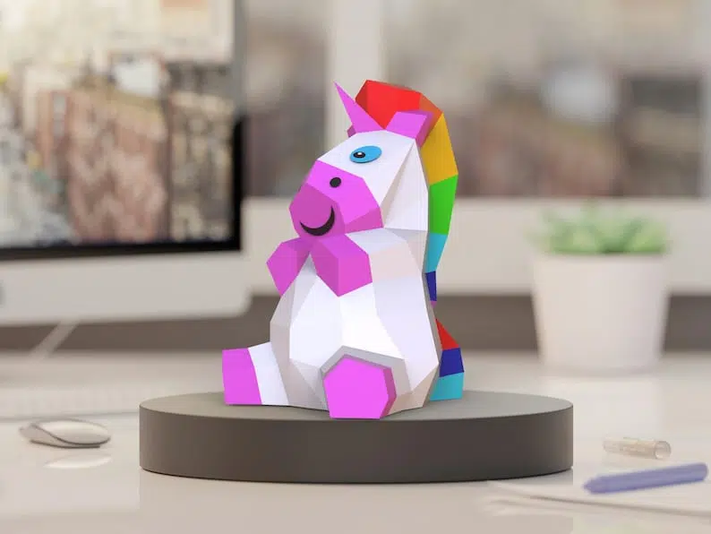 Modelo infantil de unicórnio — papercraft 3D – modelo 3D