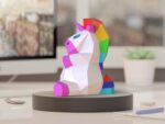 Papercraft unicorn for kids in 3D origami