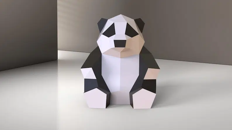 Panda-Kindermodell, Papercraft 3D, Rückansicht