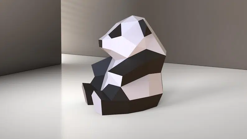 Panda-Kindermodell, Papercraft 3D, Seitenansicht