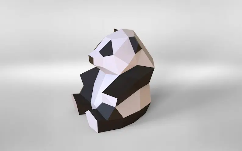 Panda-Kindermodell, Papercraft 3D, Ansicht 2, Ansicht 2