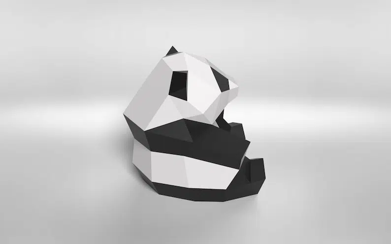 Panda-Kindermodell, Papercraft 3D, Detail, Ansicht 2