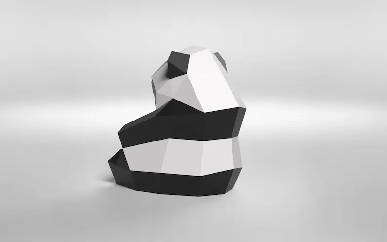 Panda-Kindermodell, Papercraft 3D, 3D-Modell, Ansicht 2