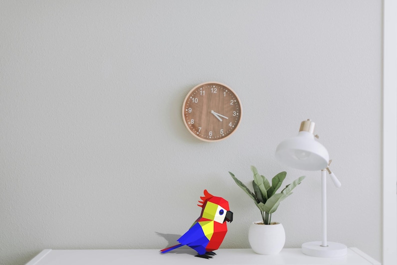 Papercraft parrot for kids in 3D origami