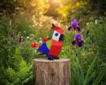 Papercraft parrot for kids in 3D origami