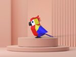 Papercraft parrot for kids in 3D origami
