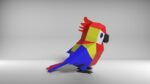 Papercraft parrot for kids in 3D origami