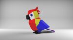 Papercraft parrot for kids in 3D origami