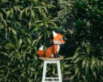 Papercraft fox cub in 3D origami