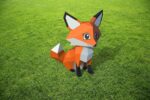 Papercraft fox cub in 3D origami