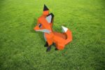 Papercraft fox cub in 3D origami