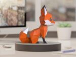 Papercraft fox cub in 3D origami