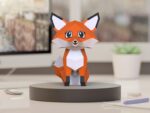 Papercraft fox cub in 3D origami