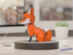 Papercraft fox cub in 3D origami