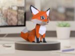 Papercraft fox cub in 3D origami